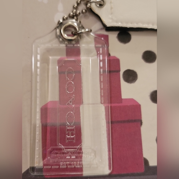 Authentic Coach Bag Charms/Key Fobs. White Leather & Clear Plastic - Picture 2 of 7